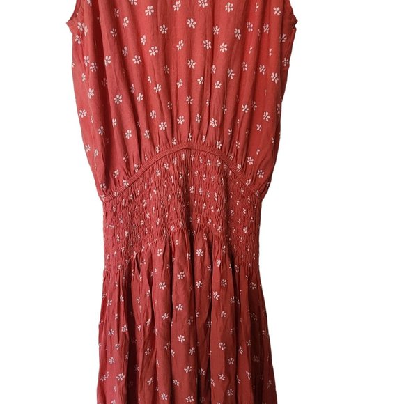 VICI Floral Print Flowy Maxi Dress Coral Orange size M Medium - Picture 12 of 12